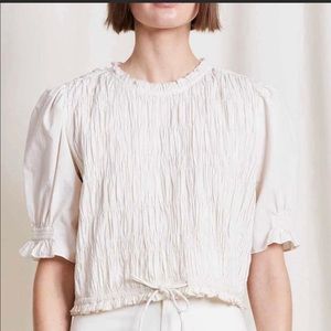 Apiece Apart  Ava cream organic cotton crinkle shirt/ top nwt small